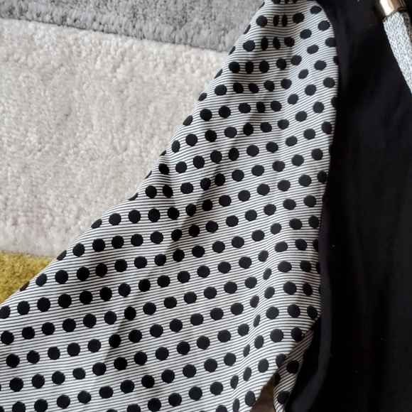 Ann Taylor Black & White Dot Stripe Top - Picture 2 of 5